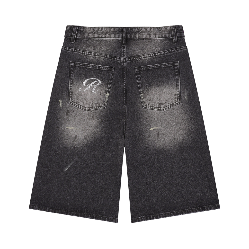 Men’s Vintage Wash Wide Leg Denim Shorts