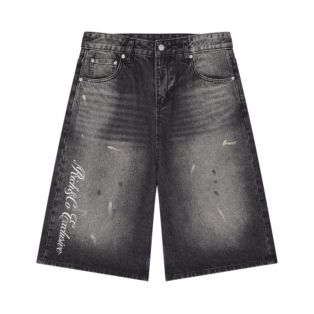 Men’s Vintage Wash Wide Leg Denim Shorts